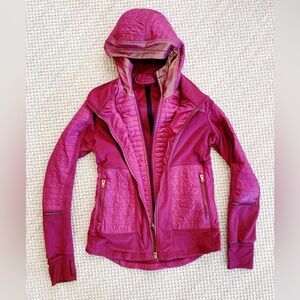 Lululemon Fleecy Keen Wine Berry III Women’s Jacket Burgundy Sz 8 Removable Hood